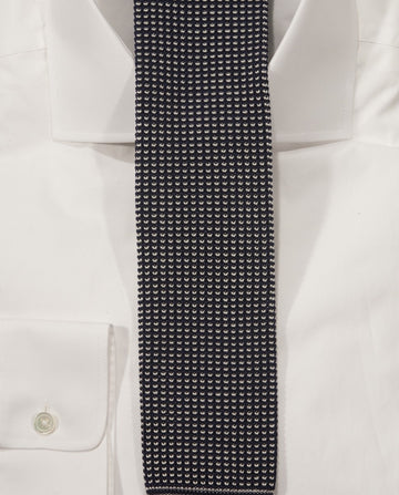 Dark Blue Knitted Tie 100% Silk